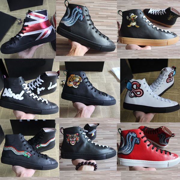 

luxury designer sneaker real leather flat shoe trainer with mouth print strawberry tiger web mens women casual shoes oversize sneakers 35-45, Black