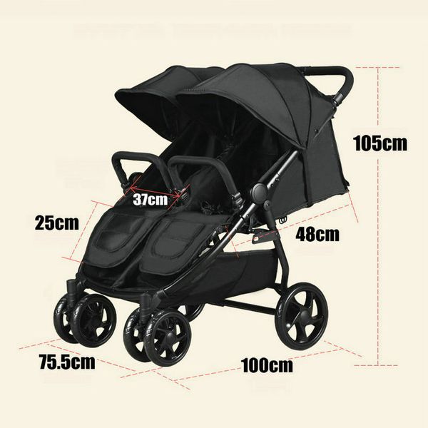 

twins stroller ultra fold 2 kids pram with 4 whees shock-proof, twins pram with foot brake, 2 kids carriage