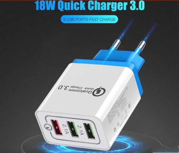 

Быстрая зарядка QC 3.0 Smart Fast Адаптивное зарядное устройство 3 USB-порт Мобильный теле