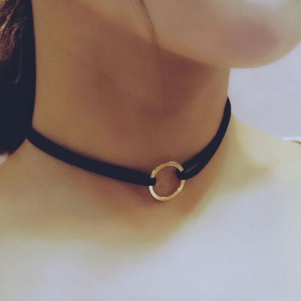 

black brown silver gold circle velvet choker necklace gothic women fashion collar friends necklaces jewelry, Golden;silver