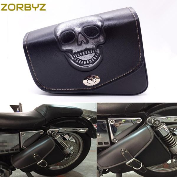 

zorbyz black motorcycle skull pu leather saddlebag saddle bag luggage bag for sportster xl 883