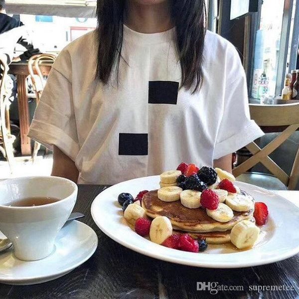 

мода 18fw split box logo tee разберите строчка с коротким рукавом мужчин и женщин высокого качества, White;black