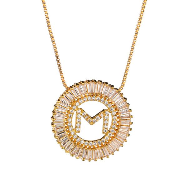 

pendant necklaces fashion 26 english letter alphabet necklace gold color copper zircon femme jewelry for lovers gift, Silver