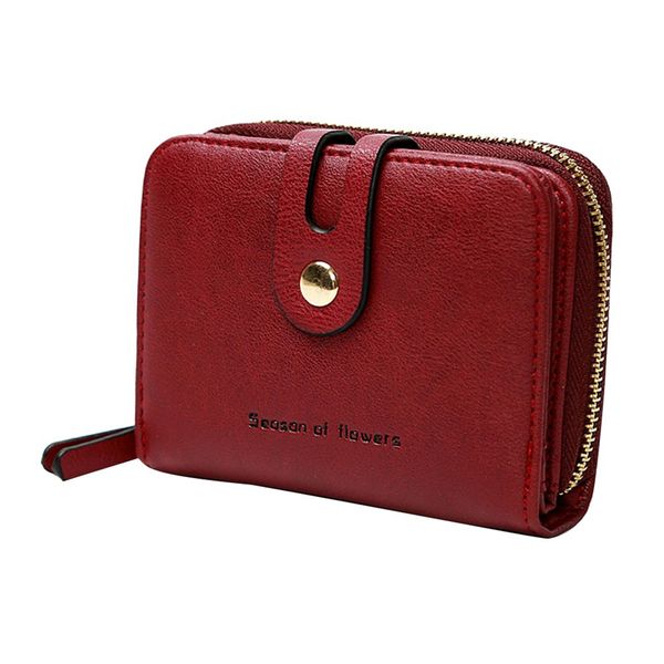 

aotian wallet women vintage fashion small wallet purse money bag zipper coin pocket ladies leather wallets a30, Red;black