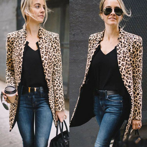 

leopard jacket women sweater warm casual winter cardigan long sleeve coat, Black;brown