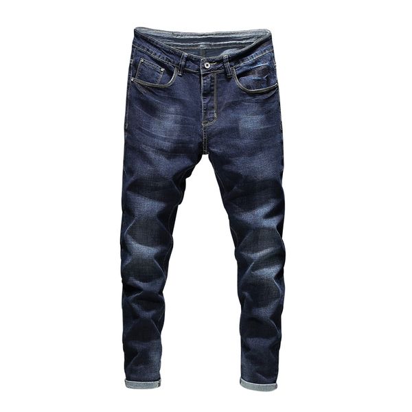 

2020 autumn winter casual jeans new fashion business stretch straight denim trousers pants male plus size 40 42 44 46, Blue