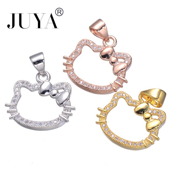 

zircon cute hello kitty charms for jewelry making handmade diy women bracelets necklaces earrings pendants accessories findings, Bronze;silver