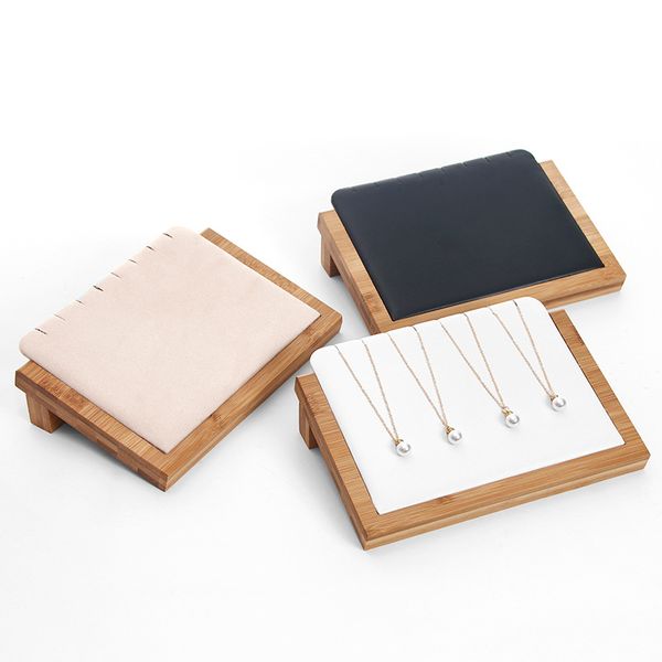 

[ddisplay]natural bamboo bevel jewelry necklace display stand bamboo bracelet storage holder pendant standing display earring organizer, Black