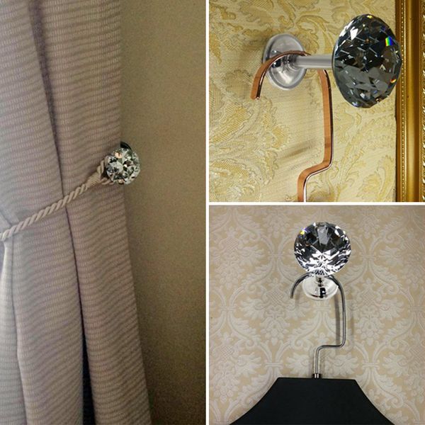 

exquisite curtain hook rhinestone wall mounted zinc alloy tiebacks drapery tassel accessories shiny practical home decoration