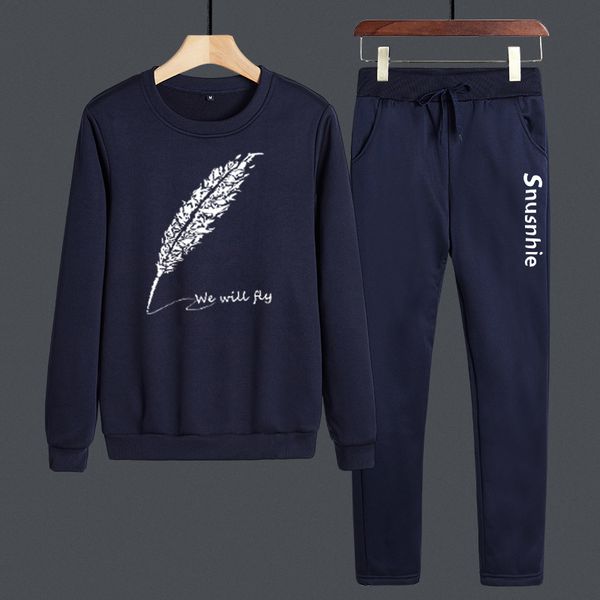 

new men two pieces set fashion hooded sweatshirts sportswear men tracksuit hoodie autumn brand clothes hoodies+pants sets, Black