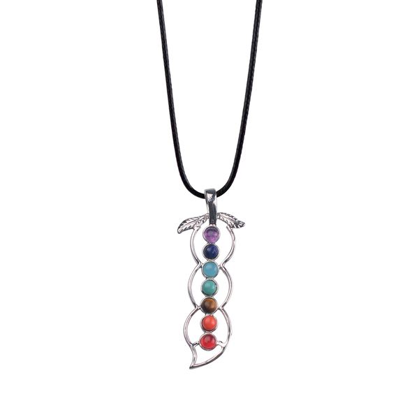 

7 chakras cutting glass pendant crystal reiki healing balance - yoga therapy style, Silver