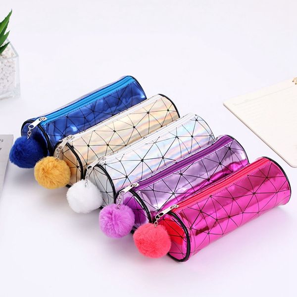

colorful laser pencil cases for girls sequins school pencil bag cosmetic bag stationery pouch office supplies storage