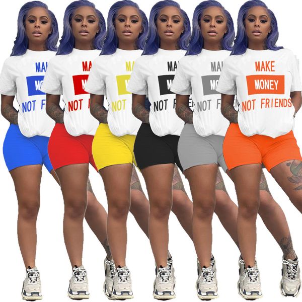 

summer women shorts outfits letter 2 piece set tracksuit sleeveless sportswear slim shirt pant sport suits women clothing 8888, Gray