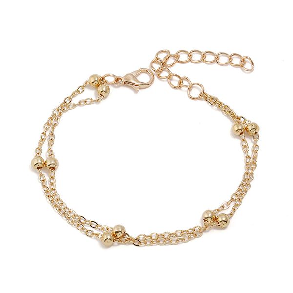 

selling european and american-style popular foot ornaments simple double layer chain beads anklets female fz0056, Red;blue