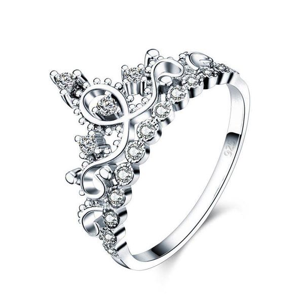 

изысканный обручальные кольца твердые 925 sterling silver ring crown shape lab созданный алмаз для леди модные стильный, Slivery;golden