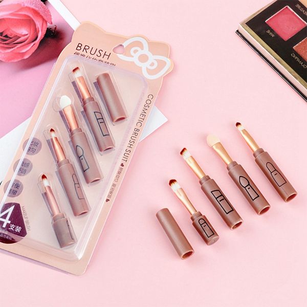 

portable 4 in 1 travel makeup brush eyeshadow brush lip eyebrow powder eyeshadow stick set