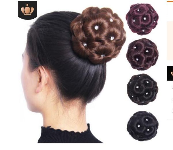 Fashion Nine Flowers Comb Clip In Curly Synthetic Hair Chignon