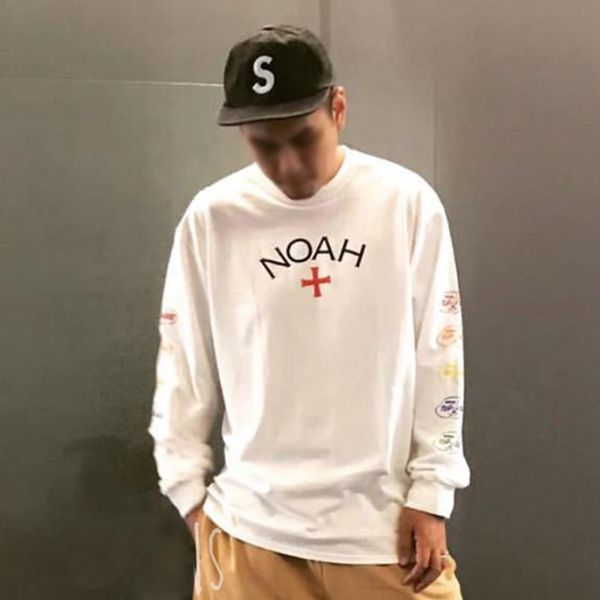 

noah new luxury t-shirt long sleeve spring autumn pullover sweatshirt high end white t shirts casual street sweater o-neck hoodies hfymwy115, Black