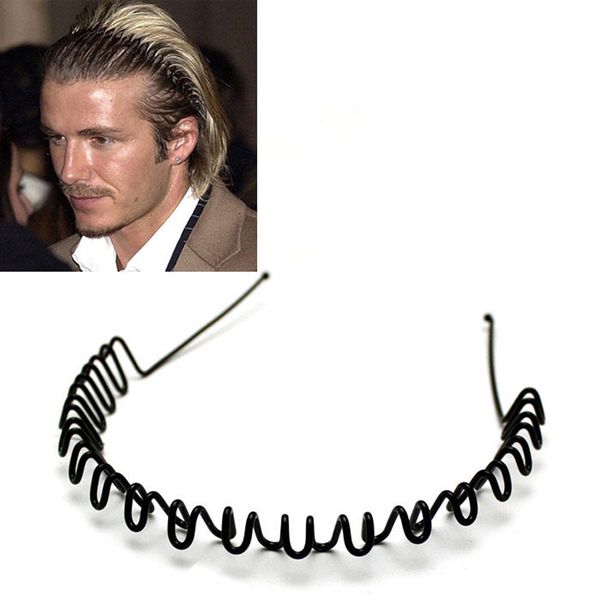 

fashion david beckham style black metal male headbands men wave hairband hair accessories, Golden;white