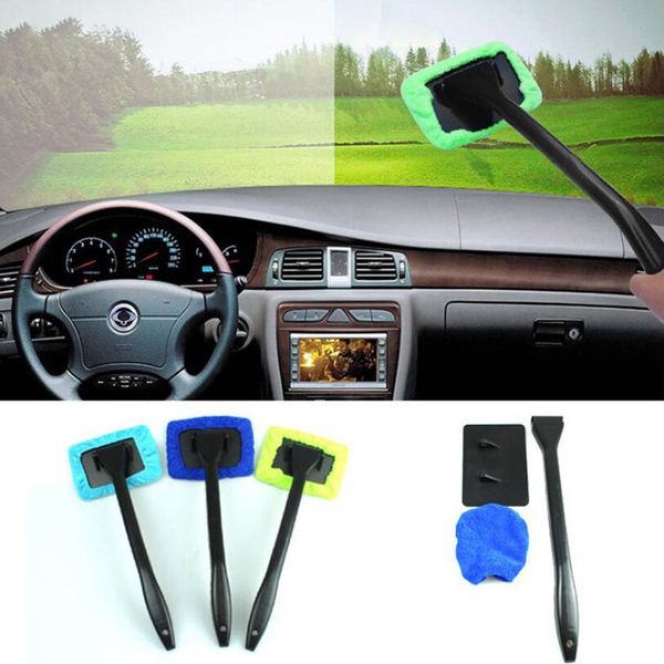 

green/blue microfiber long handle car wash brush auto window clean car window windshield cloth clean tools washable shine handy