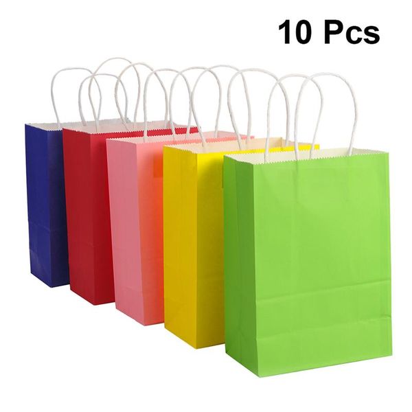 

10pcs kraft paper storage bag gift paper packaging shopping bag stand up colorful favor open guests present packing