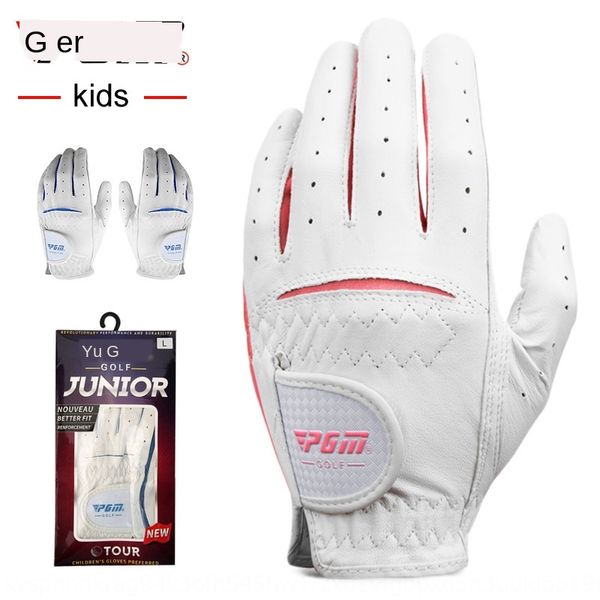 

8rl83 pgm and children's golf boys' innocent leather sheepskin breathable pair pgm and children's golf gloves boys' inno, White