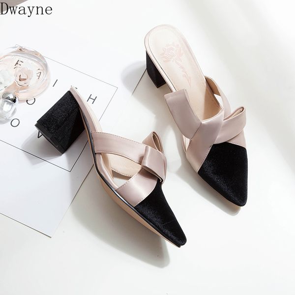 

slippers spring 2021 korean version of the style wearing a bow with and lazy half-slipper for children, Black
