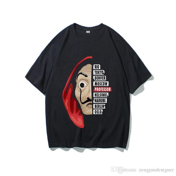 

mens летний дизайнер tshirts la casa de papel crew neck коротким рукавом мода стиль повседневная одежда, White;black