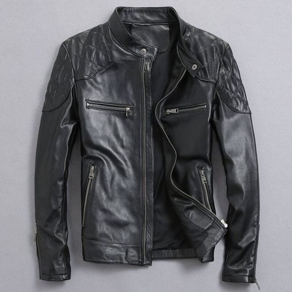 

david beckham real leather jacket fall winter fashion men's black color genuine leather jacket men's wear quality