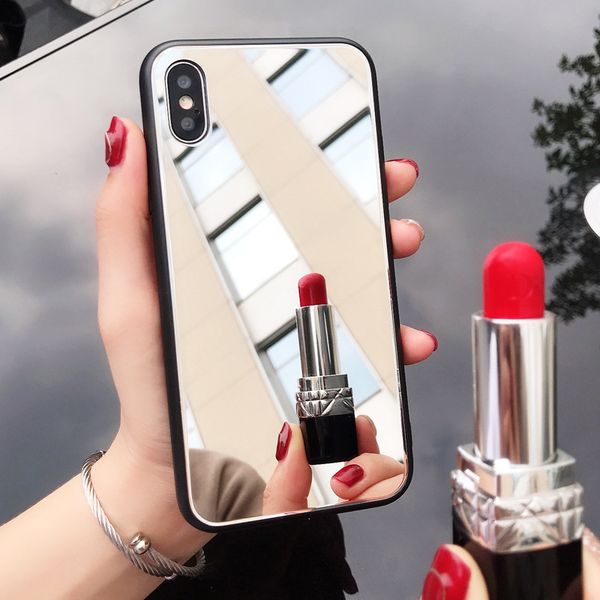 

2019 new prodcut net red with mirror phone case for iphonexr 8p personality luxury anti-fall female tide glass case mobil pone