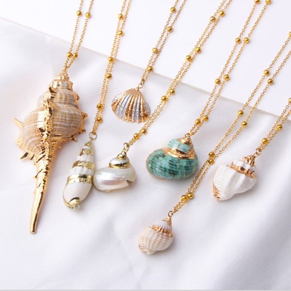 

new boho shell necklace women gold link chain natural shell necklace female charm seashell summer beach style jewelry bohemian, Silver