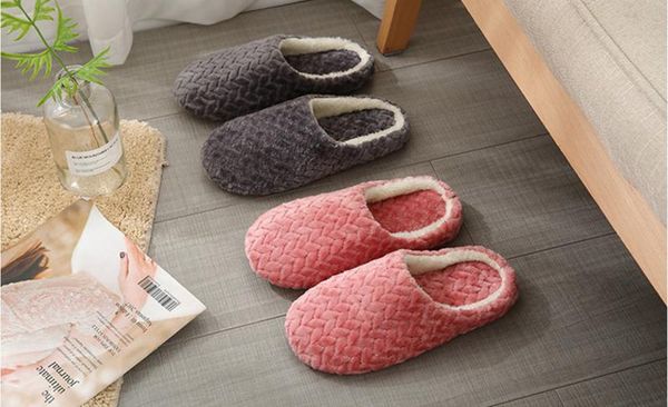 

women indoor slippers warm plush lovers home slipper anti slip autumn winter shoes woman house floor soft slient slides sh072701