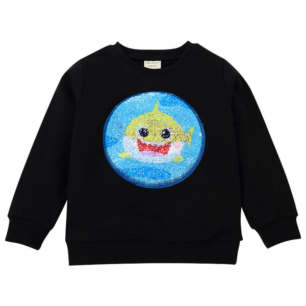 

children's sanitary clothing sequins cartoon leisure heavy sanitary clothing children's pearl piece cotton round collar baby jacke, Black
