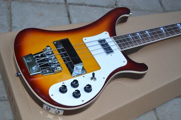 

new 4 strings honey sunburst 4003 electric bass guitar one pc neck & body dual output chrome hardware ric china bass ing