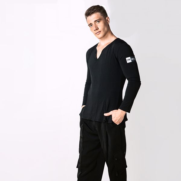 

latin dance shirts for males white black grey color fabric modal shirt nice men chacha professional ballroom garments e028, Black;red