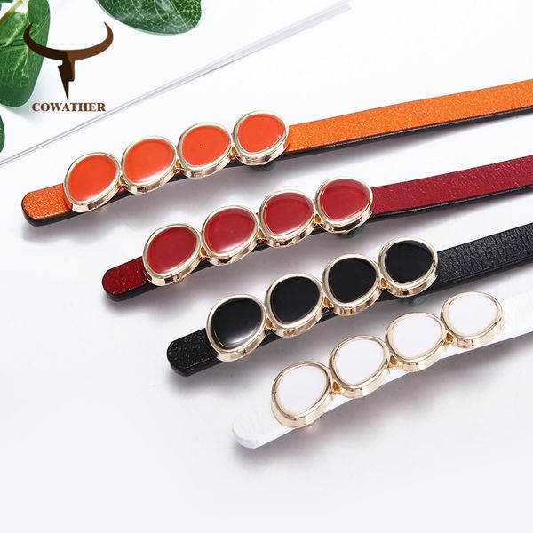 

cowather fashion women belt garde quality cow leather female strap new arrival thin cowhide waistband for jeans dress belt, Black;brown