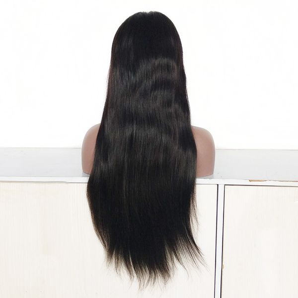 

22 inch middle part brazilian human remy hair full lace wig , 150% density indian hair natural color lace front wig, Black;brown