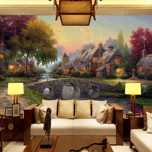

european country garden 5d mural wallpaper oil painting for living room sofa tv background non-woven wallpaper 3d large mural