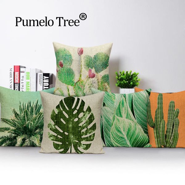 

green leaves pillow cover monstera outdoor cushions throw pillows plant cushions decorative custom cover cushion
