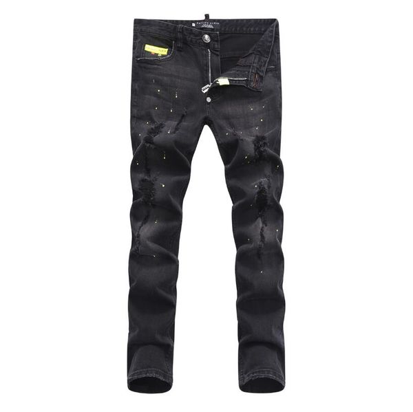 

2019 men ripped denim tearing jean night club black cotton fa hion tight pring autumn men 039 pant a1505