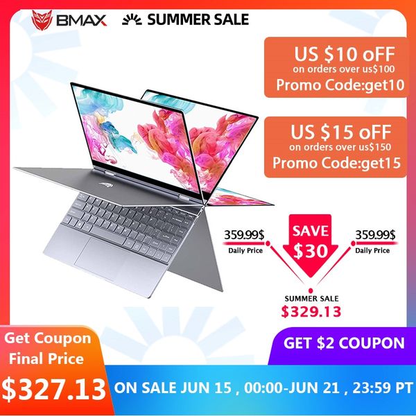 

bmax y13 360° lap13.3 inch notebook windows 10 pro 8gb lpddr4 256gb ssd 1920*1080 ips intel n4120 touch screen lap