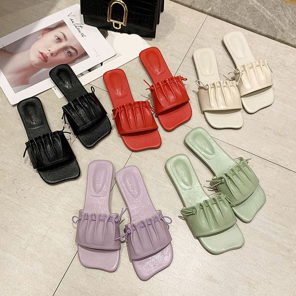 

shoes woman's slippers slides shale female beach shose women 2020 sabot flat soft summer pu fashion rome fabric, Black