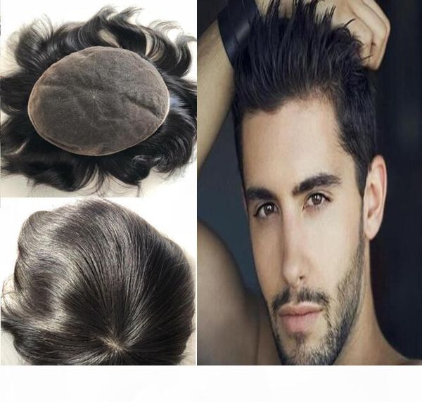 

natural black color #1b lace wig for black men toupee mens lace stockings hair replacement virgin peruvian human hair pieces