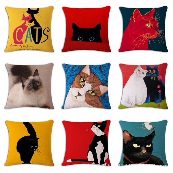 

the cat cartoon mianma version flax pillow back cushion cushion can customized