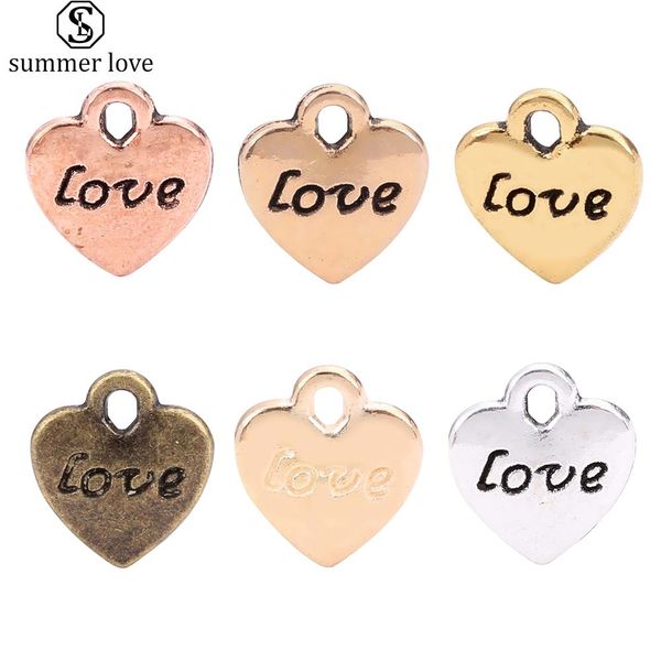

new arrival heart small pendant charm for bangle bracelet necklace vintage silver gold rose gold love letter charm fashion jewelry accessori, Bronze;silver