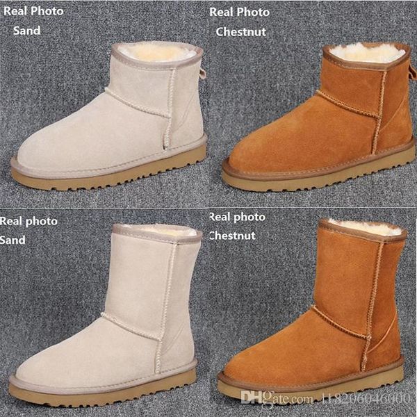 

wgg winter snow boots australia classic good fashion tall boots real leather bailey bowknot women's bailey bow knee boots mens shoes, Black