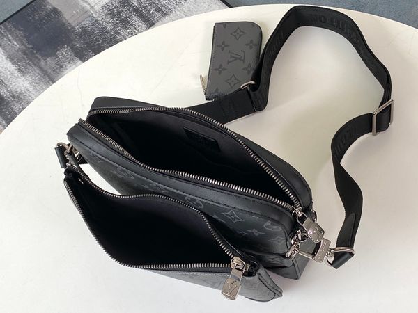 

designer handbag luxury messenger bag latest district small handbag black flower color matching men's three-piece bag monogramme eclips