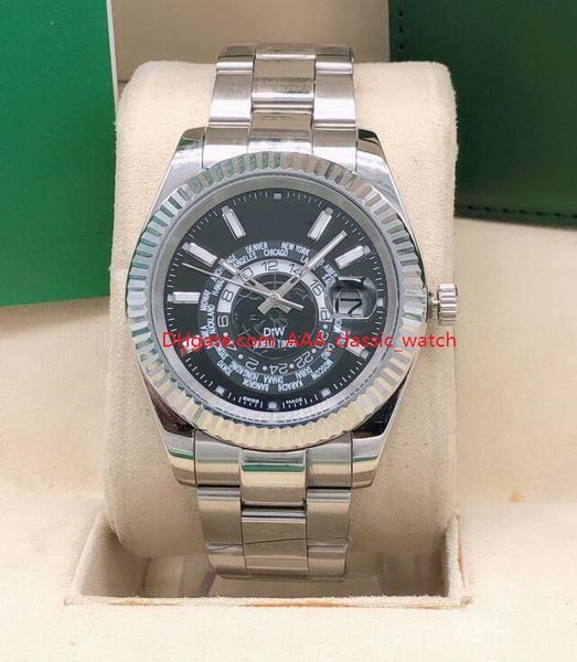 

новый горячий высокое качество часы 42 мм небо житель черный циферблат 326938 азия 2813 автоматические механические мужские часы часы, Slivery;brown