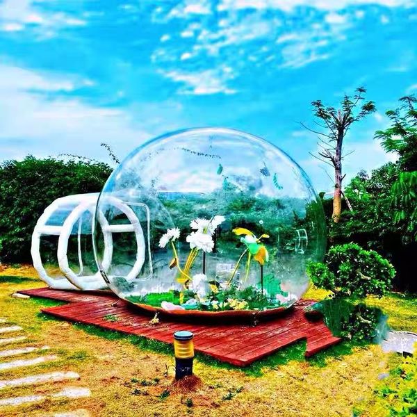 Бесплатный вентилятор надувной пузырьковый дерево прозрачный ПВХ пузырьковый дом для сада надувной пузырь купольная палатка / для кемпинга / иглу для кемпинга