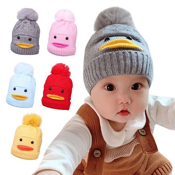 

cute baby hat winter warm boy girl bonnet with cartoon knit kids cap beanie children's hats newborn muts caps for boys girls, Yellow